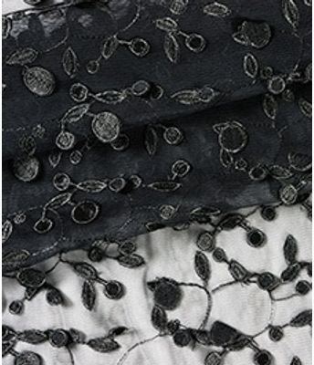 TULE BORD FOLIAGE 3D PRETO